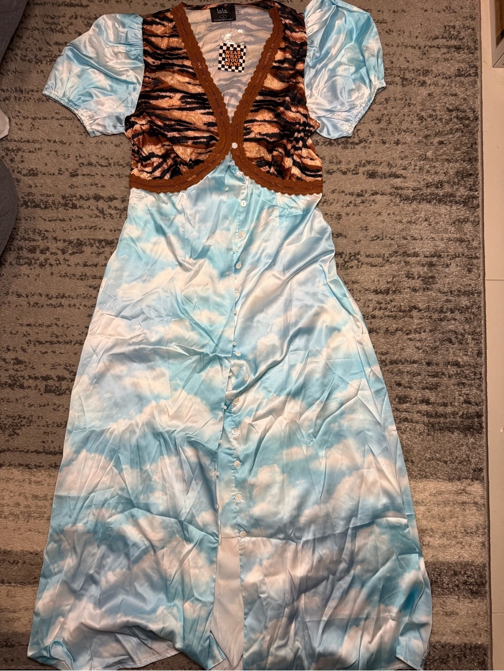 Dressed in LALA Light Blue and Brown Maxi Dress